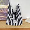 Canvas Bag Women's Large Capacity 2024 New Summer Casual Shoulder Bag Striped Versatile Class Commuter Tote Bag