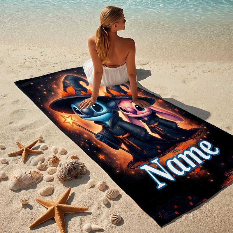 Custom Name Stitch & Scrump Stylish Digital Printing Beach Towel Quick‑Drying Absorbent Blanket for Beach Pool Gym Travel