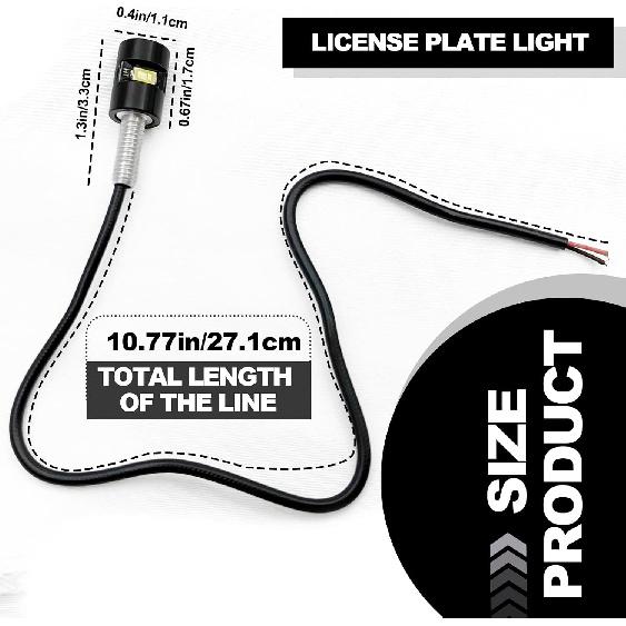2PCS LED License Plate Lights, 12V Waterproof Tag Lights for Motorcycle/Car/Truck/RV/ATV, Screw Bolt Lamp (White)