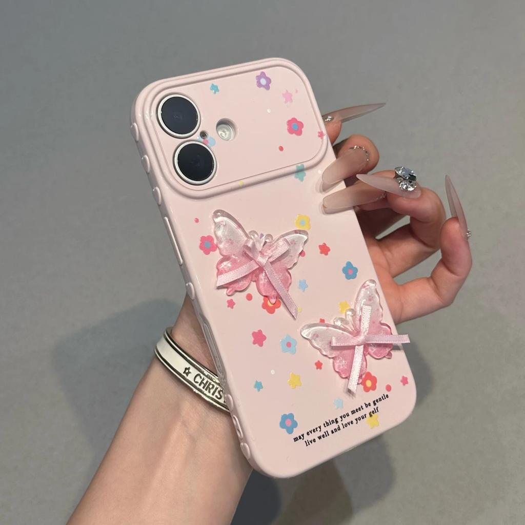 Красивая цветочная бабочка подходит для мобильного телефона Apple 17promax iphone16/15Pro чехол для телефона с окошком love