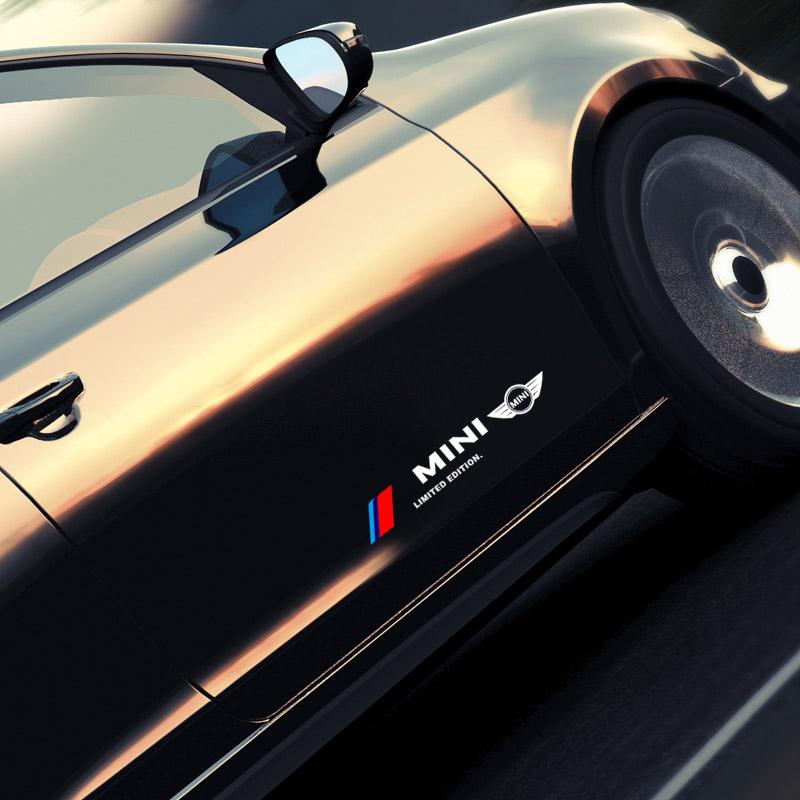 2pcs Car 3D Stickers Auto Side Body Sports Sticker Decals Car Accessories For Mini Cooper One S Clubman R50 R53 R56 R60 F55 F56 R57 R58 R59