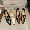 Retro Pointed Toe Buckle-heeled Single Shoes Fashion Solid Color Women's Shoes Medium Heels Shallow Mouth Casual  Mujer