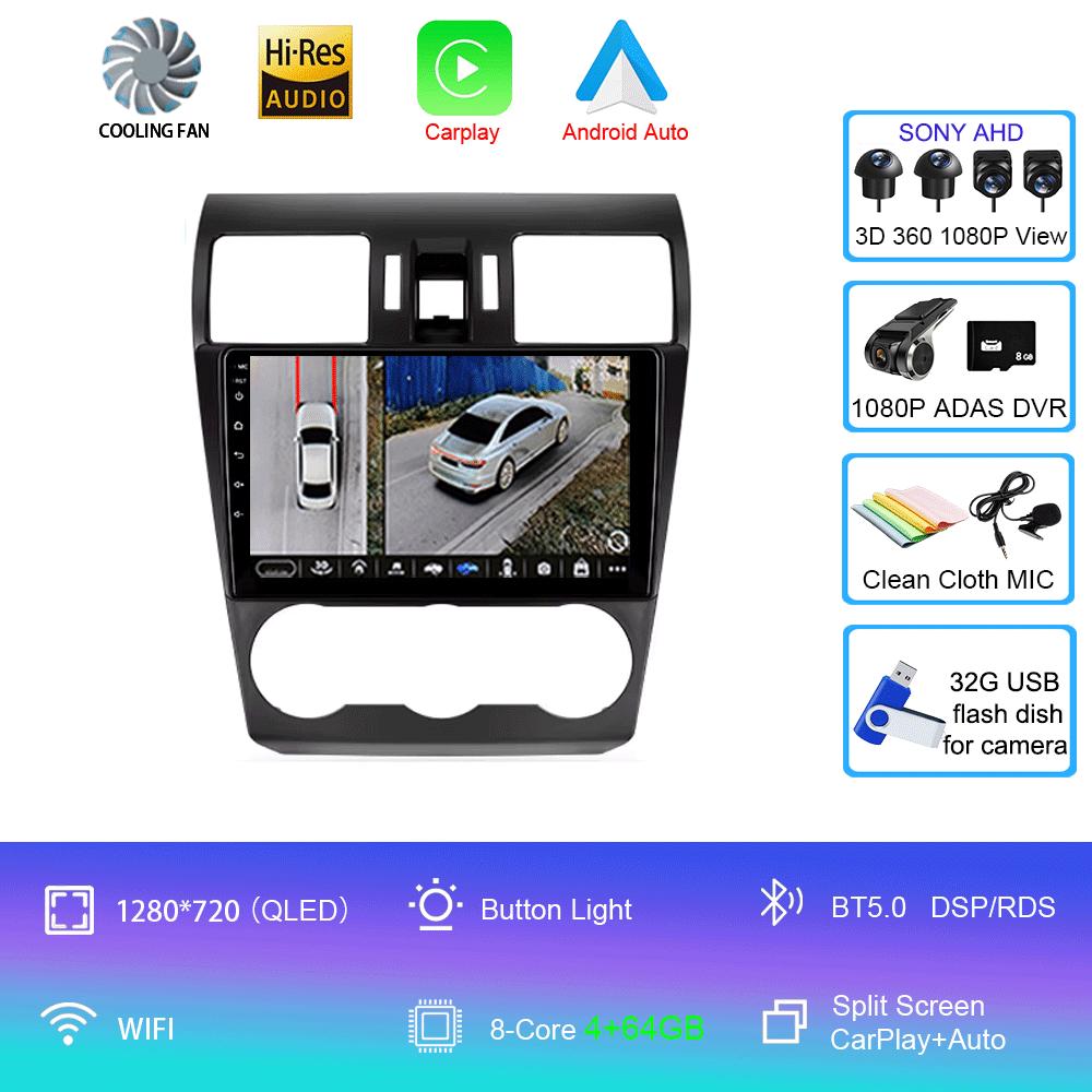 Android 14 Видеоплеер Автомобильный Радиоприемник Carplay Мультимедиа Для Subaru Forester 4 SJ XV WRX 2012- 2018 Автомагнитола GPS Стерео Головное Устройство