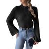 Women's Autumn And Winter Short Knitted Sweater With Flared Sleeves And A Half High Collar Pullover Sweater