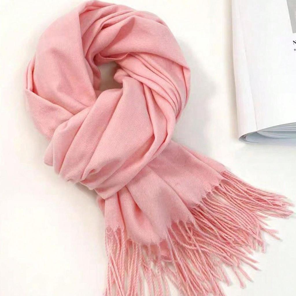 Women's Winter Shawl: Soft Red Scarf with Tassels, Versatile and Warm for Autumn and Winter