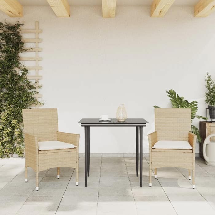 VidaXL Lot de 2 Chaises de Jardin avec Coussins, Sièges avec Accoudoirs, Fauteuils avec Dossier, Meubles de Terrasse, 368113