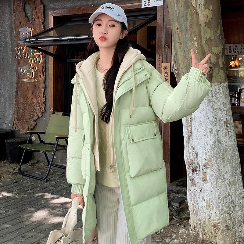 New, fake two slim-fitting and comfortable cotton-padded clothes for women's medium and long winter new loose cotton-padded clothes and cotton-pad