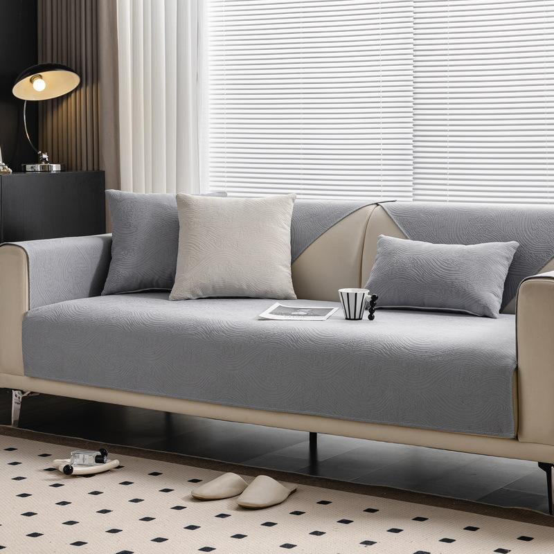 Modern Simple Modern Sofa Cushion Chenier Universal Solid Color For All Seasons, High-End Non-Slip Seat Cushion Cover Towel, Anti-Cat Scratch