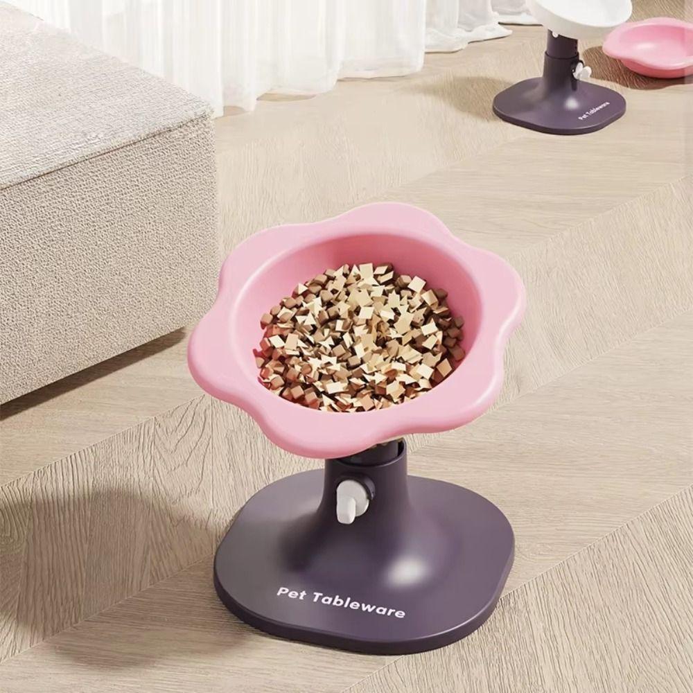 Creative Pet High Footed Bowl Adjustable Height Angle Non-Slip Cat Food Water Bowl Cartoon Cute Pet Water Feeder Container