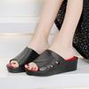 Women's Wedges Slippers Thick Bottom Round Head Sandals Casual Lightweight Homewear Shoes PVC Jelly Middle Heeled Slides Ladies