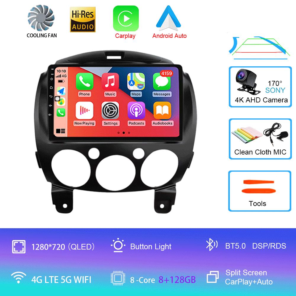 Android 14 For MAZDA 2 Mazda2 2007 2008 2009 2010 - 2014 Car Radio Stereo Player Support Tablet WiFi GPS Navigation 360 Camera