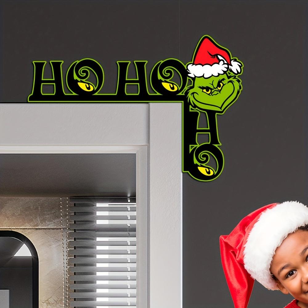 1 шт. Рождественская наклейка на уголок деревянной двери с Сантой, лосем и Гринчем - идеальное украшение для окон и стен в праздники