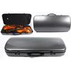 Yinfente Double Violin Case, Viola Case, Mixed Carbon Fiber Violin Box, 4/4 Full Size (Black)
