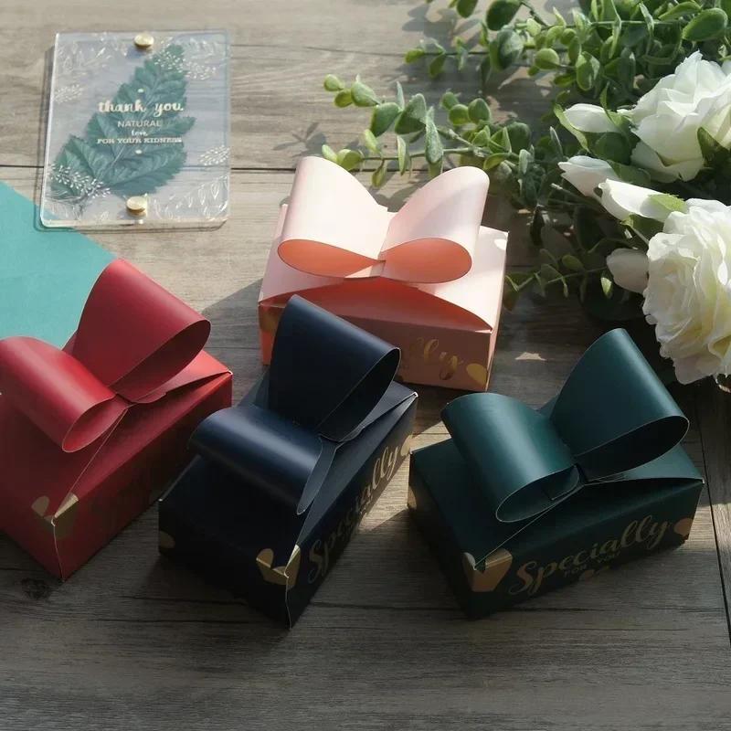2025 New 10Pcs Party Wedding Favors Cookies Decoration Candy Gift Bag Bow Paper Box As Soap Cookie Candy Little Gift Packaging