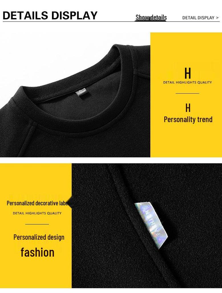 Cross2025 Men's Thermal Fleece Hoodie - Autumn/Winter Plus Size Long Sleeve Casual Base Layer