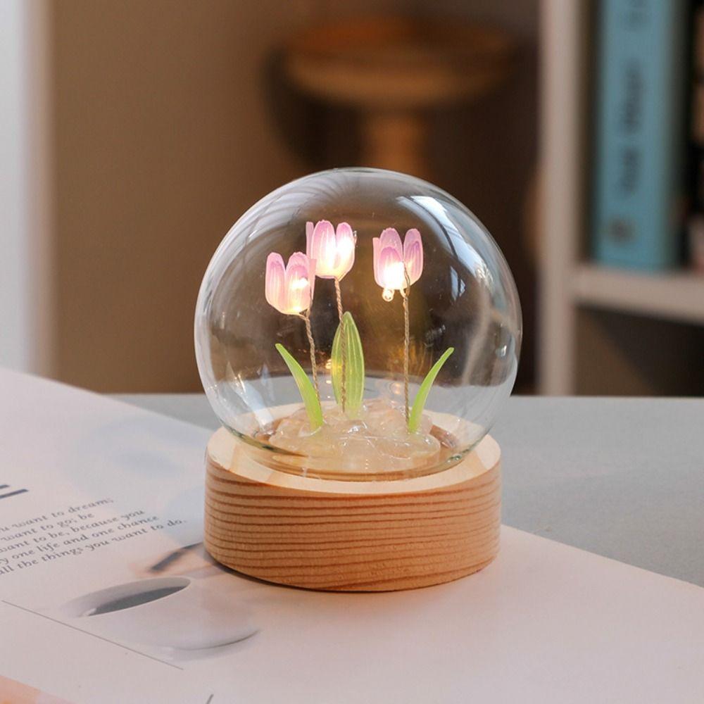 Small Girlfriend Handmade Room Decor Tulip Night Light Floral Lamp DIY Material