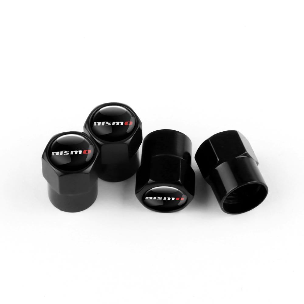 AOK3 4PCS Metal Car Badges Wheel Tire Valve Caps Covers Car Accessories For Nissan Nismo X-Trail 1 2 T32 Almera Qashqai Skyline Note