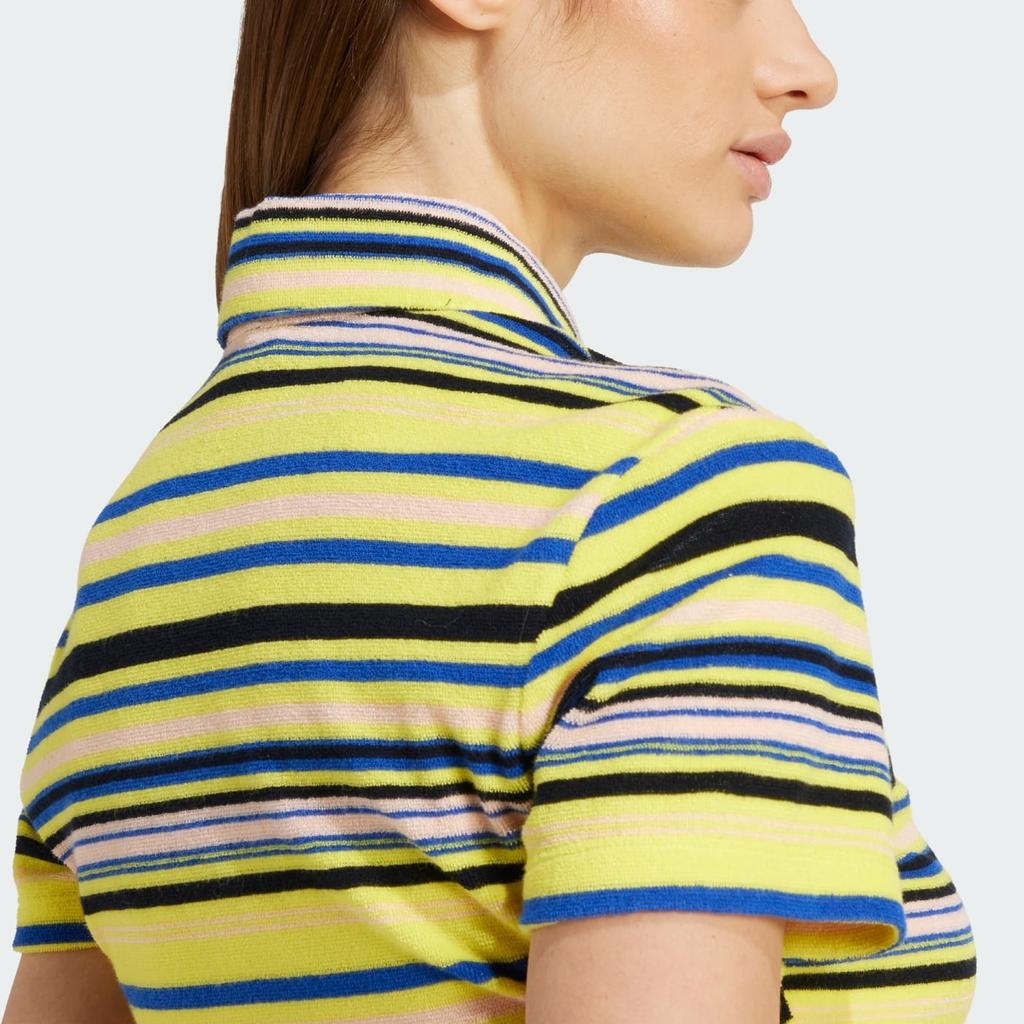 adidas Originals Color Block Slim Fit Однобортная рубашка на пуговицах с коротким рукавом Женские рубашки Многоцветный JC5333