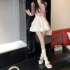 Летняя одежда Сетчатая юбка Черно-белая мини-юбка Женские черные милые пышные юбки 2023 Корейская модная новая одежда Уличная одежда