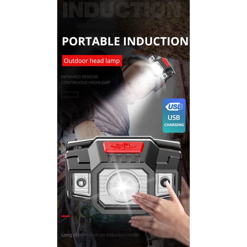 Светодиодный налобный фонарь на открытом воздухе портативный легкий индукционный фонарик на голову для изучения бега