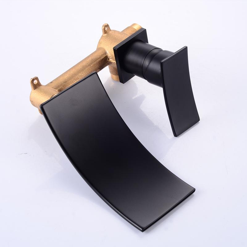 Европейский стиль Цельномедный Скрытый Смеситель-водопад Бытовой Горячий и Холодный Смеситель для Раковины Встраиваемый в Стену