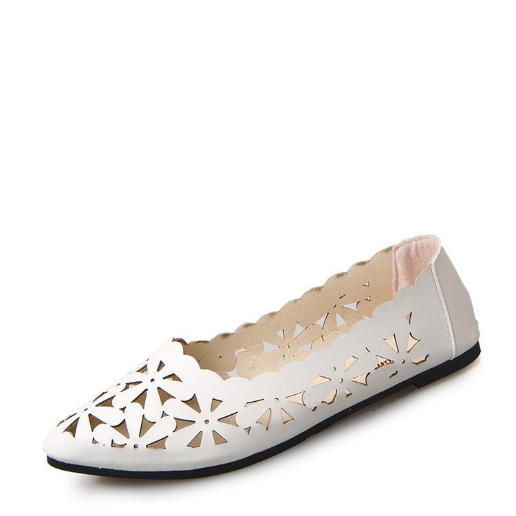 Summer Women Flat Shoes Soft Casual Loafers Female Ballet Flats Sweet Cut Out Suede Slip On Moccasins Breathable Ladies Footwear