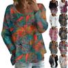 Women's Casual Fashion Loose Round Neck Floral Print Long Sleeve Top