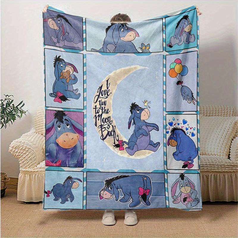 1pc, Adorable Eeyore Home Decor Blanket: A Cozy Flannel Throw for Your Living Room, Bedroom, or Outdoor Adventures. Perfect Gift Idea, Soft Sofa Blank