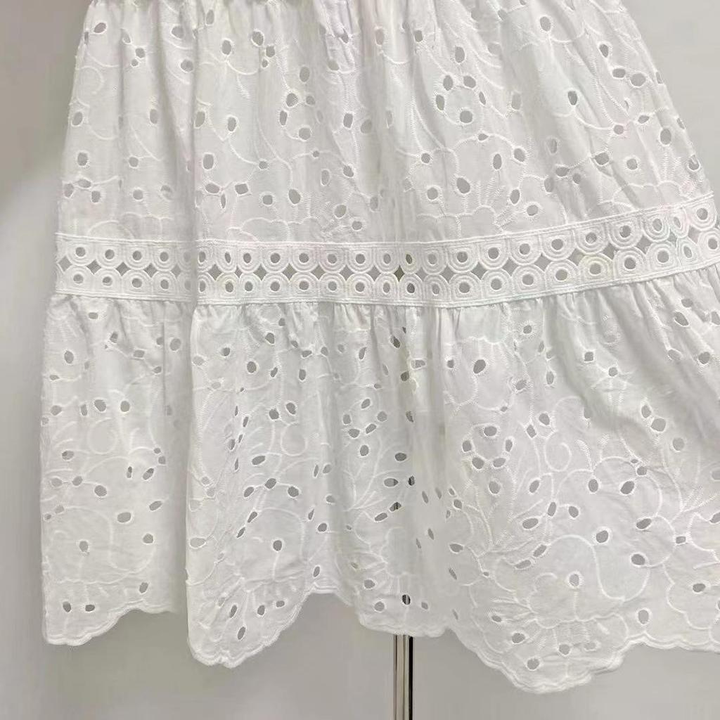 Комплект из топа с V-образным вырезом и рукавами-фонариками и ажурной юбки на резинке для женщин, осень 2023