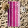 1 шт. Яркий розовый полосатый градиентный дизайн, 2D-печать, микрофибра, пляжное полотенце, быстросохнущее, супервпитывающее. Отлично подходит для пляжа, бассейна
