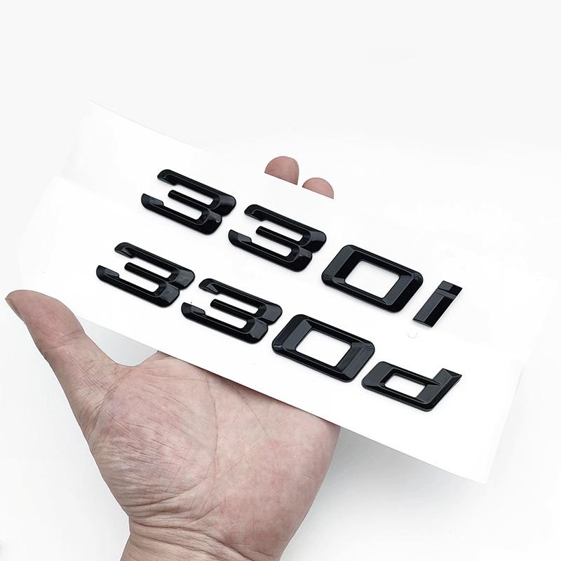 3D ABS Chrome Black Logo 330i 330d Emblem Letters Sticker Car Trunk Badge For E46 E90 E91 E92 G20 E30 F30 Car Accessories