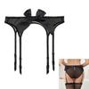 Women Sexy Mesh High Waist Garter Belt with 4 Adjustable Clip Cute Bowknot Corsets Suspender Belt for Stockings Lingerie