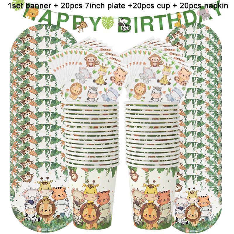 Посуда для дня рождения в стиле джунглей, украшение для вечеринки по случаю дня рождения, скатерть, тарелка, чашка, сафари на дикую природу, товары для первого дня рождения детей