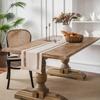 Yun Cotton-Linen Patchwork Table Runner with Two-Color Tassels - Natural Material, American Country Festival Style