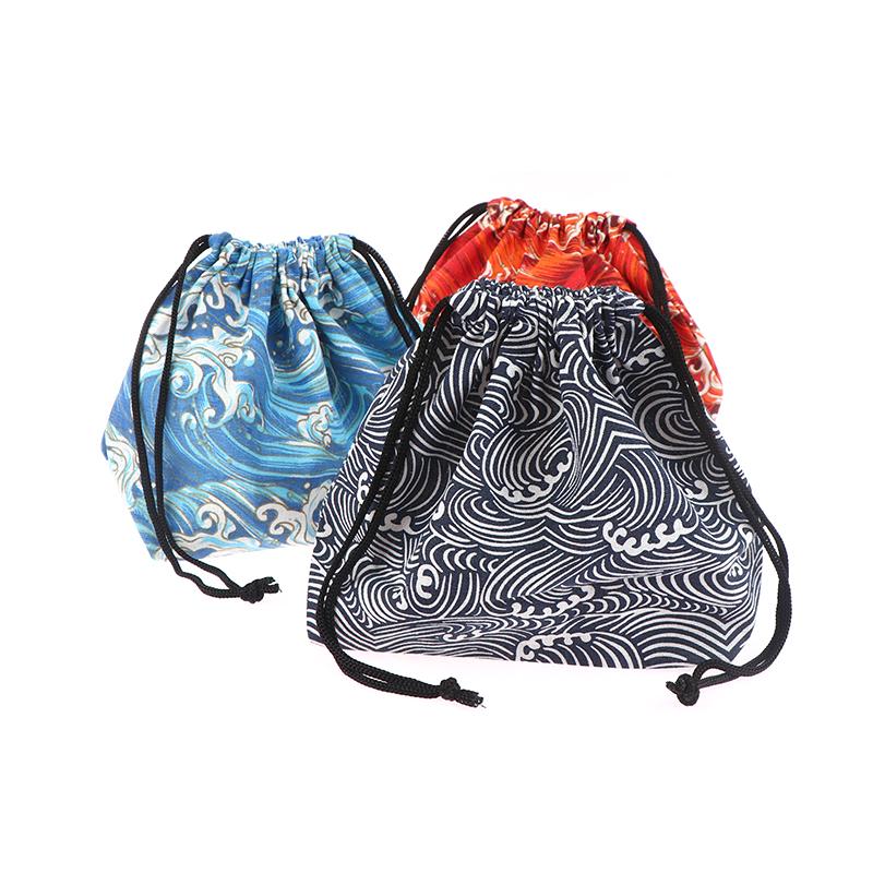 1 шт. в японском стиле, сумка для хранения ланч-бокса на шнурке для путешествий, пикника, портативная, легко моющаяся, бенто, ланч-бокс, сумка-тоут