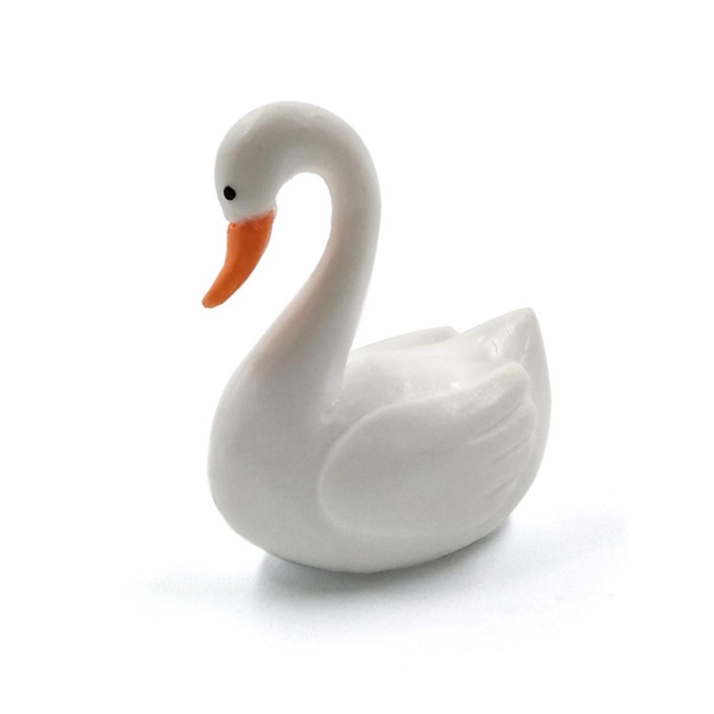 Fairy Garden Black White Swan Miniature Love Ducks Figurine Lover Birds Ornaments Animals Statue