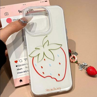 Крем Line Клубника для Apple 16/15promax Чехол для мобильного телефона для iPhone14pro Милый мультяшный 13 Мягкий
