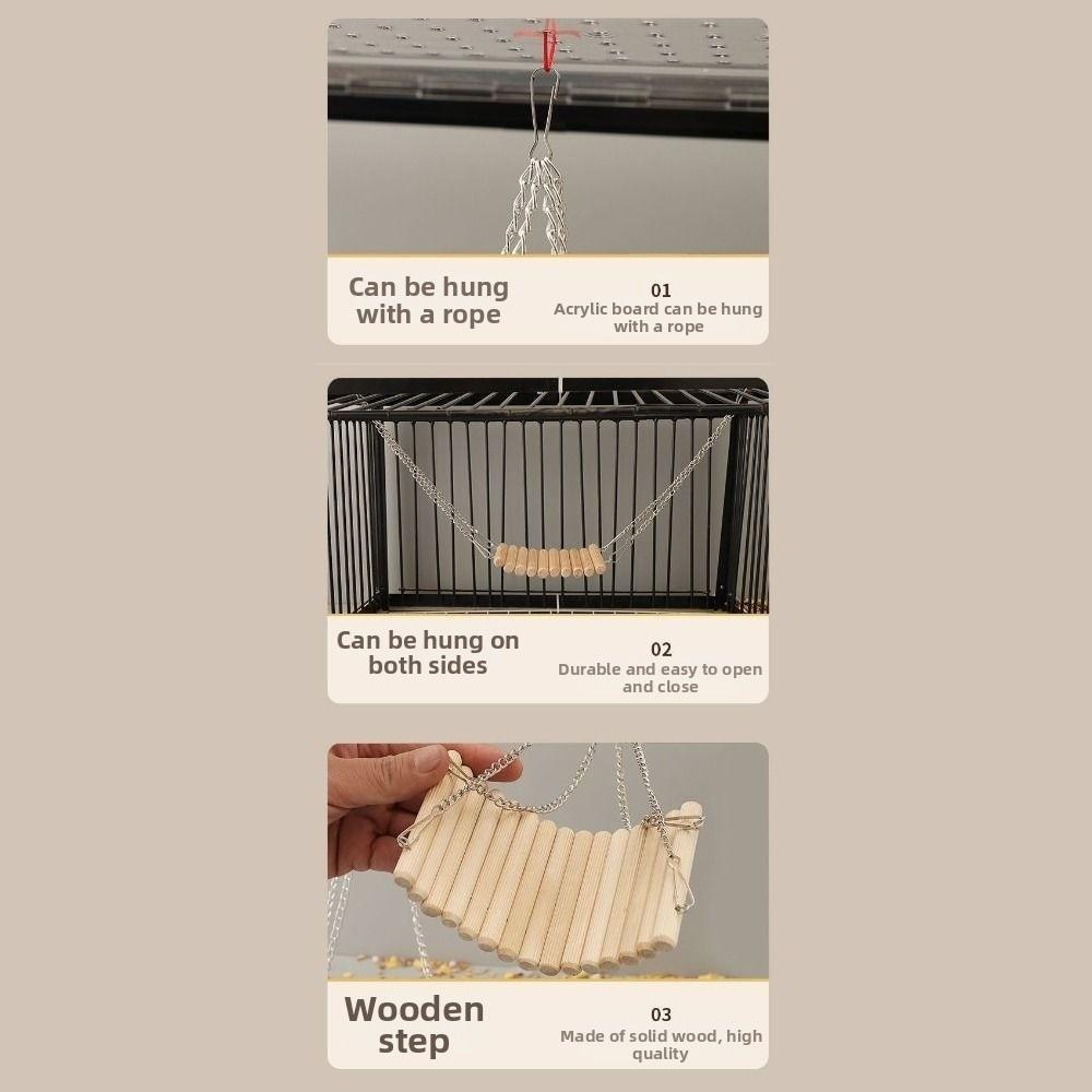 Easy To Install Bird Cage Swing Toy Wood Parakeet Climbing Toy Parrot Training Bridge Hamster