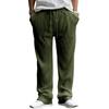 Men's Casual Loose Fit Straight Leg Pants with Drawstring Waist, Vertical Stripe Texture, Multiple Colors