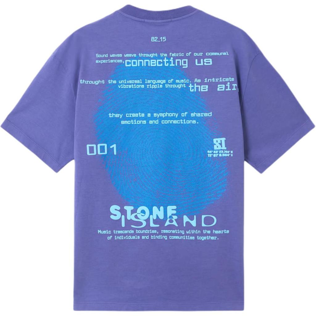 STONE ISLAND Футболка с логотипом в виде буквы, с круглым вырезом, со спущенным плечом, с коротким рукавом, мужская, топы, лавандовая K1S152100016S0089-V0047