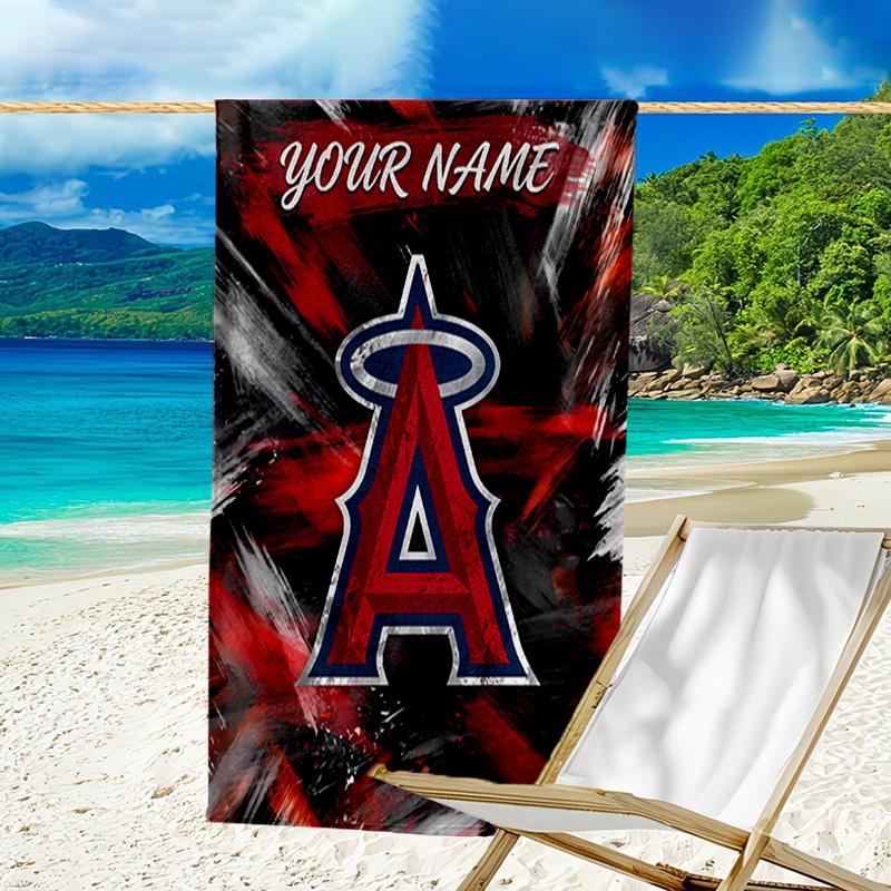 Custom Name Beach Towel Angeles Angels Logo Beach Towel, Soft Microfiber, Gift for Her/Him, Birthday, for Pool, Beach, Travel, Fan gifts
