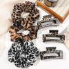 Leopard Print Hair Accessories Bundle - Elastic Band, Hair Clips for Women or Girls French Hair Accessories for Thick Thin Hair