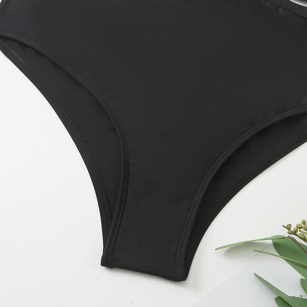 Women's Fashion Solid Color Sexy Swimsuit High Waist Bikini (With Chest Pad, No Steel Support)