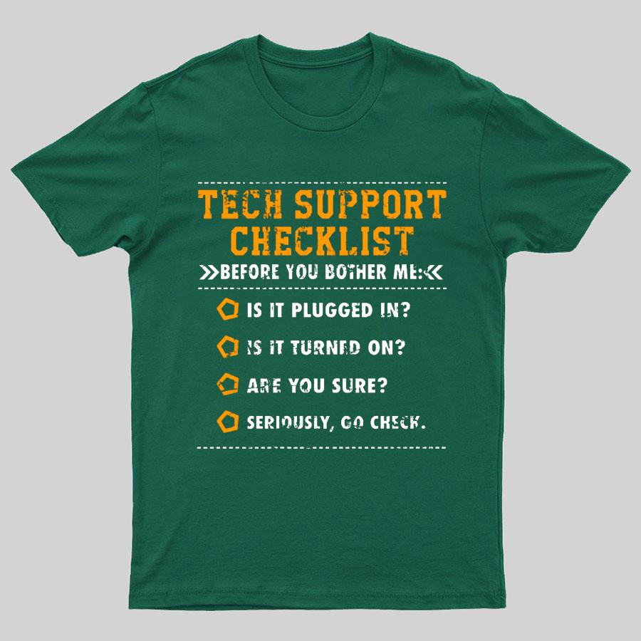 Tech Support Checklist Funny 100% Cotton Summer Casual Cool Loose T-Shirt