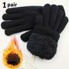 1pair Jacquard Knitted Touch Screen Gloves Winter Padded Thickened Warm Gloves Men Women Warm Mittens