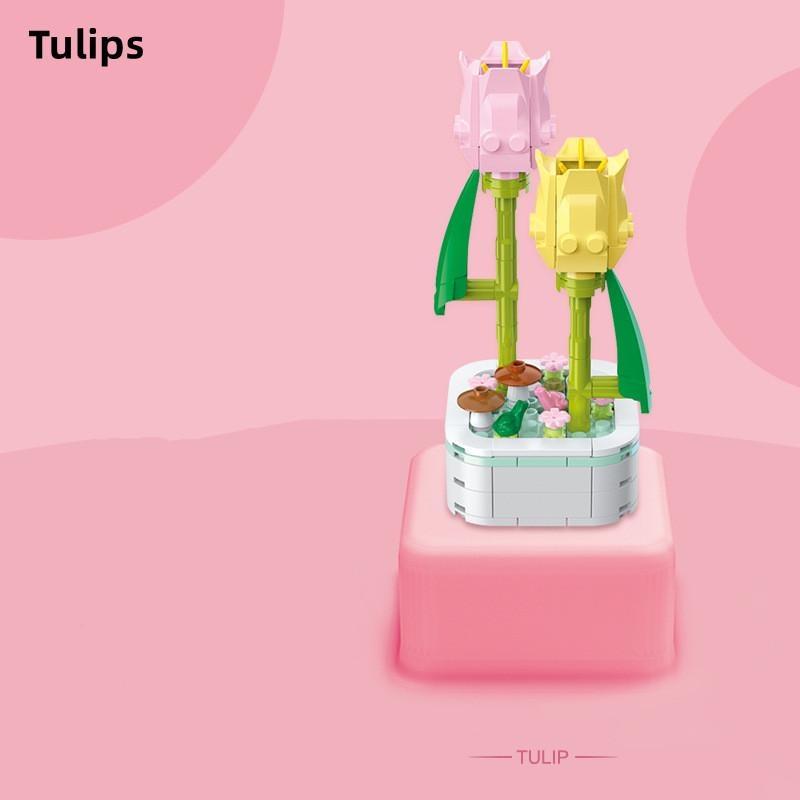 Building Blocks Potted Plants Particles DIY Assembly Eternal Flowers Girlfriends Holiday Gifts Girls Puzzle Assembly Models Building Blocks Toys