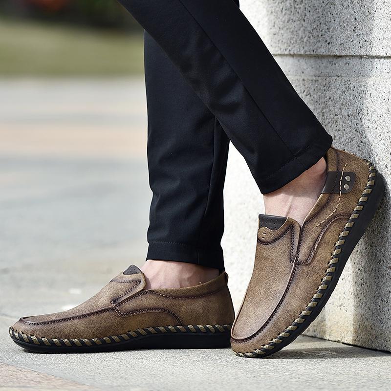 Мужская повседневная обувь, кожаные лоферы, летние прогулочные туфли большого размера для мужчин