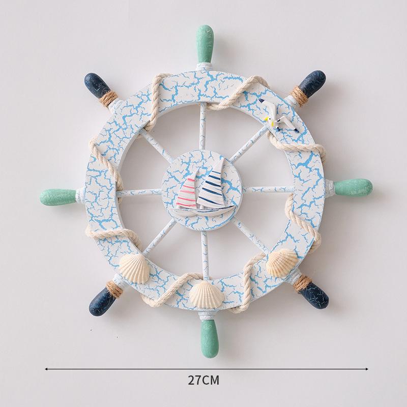 Mediterranean Ship Rudder Decoration Nautical Boat Wheel Helm Wooden Craft Home Living Room Decoration Accessories