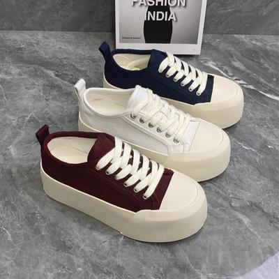 Европейские товары Liu Yi парусиновые туфли на толстой подошве 5 см женские 2025 весна-лето новые универсальные повседневные студенческие кеды полушлепанцы тренд