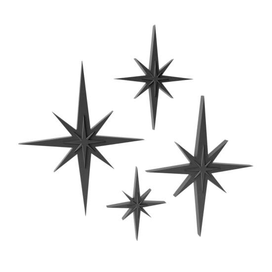 4Pcs Retro Starburst Wall Decoration 3D Printed Mini Mid-Century Starburst Wall Art Home Bedroom Living Room Bathroom Wall Decorative Sign